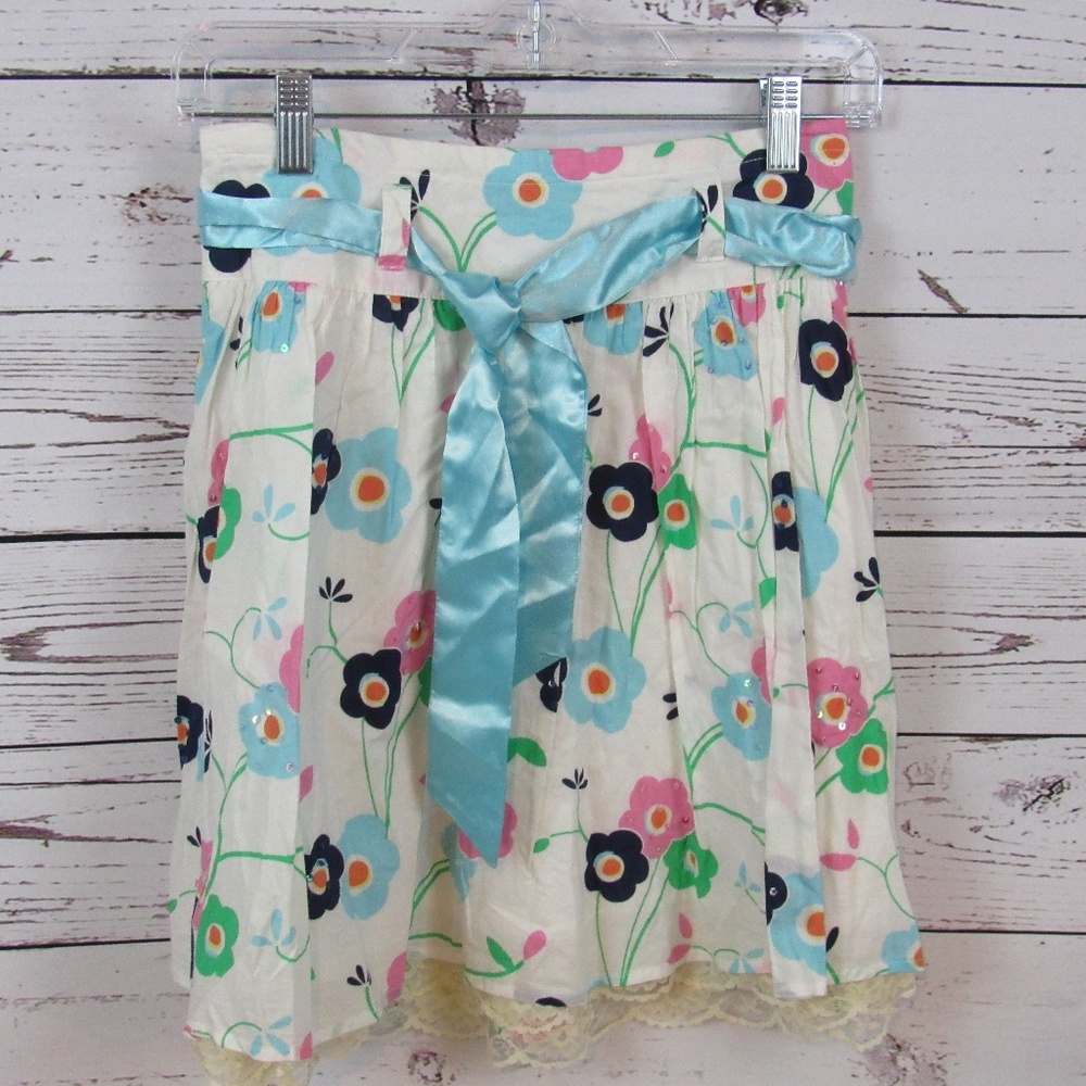 Justice girl's white floral skirt with sequins